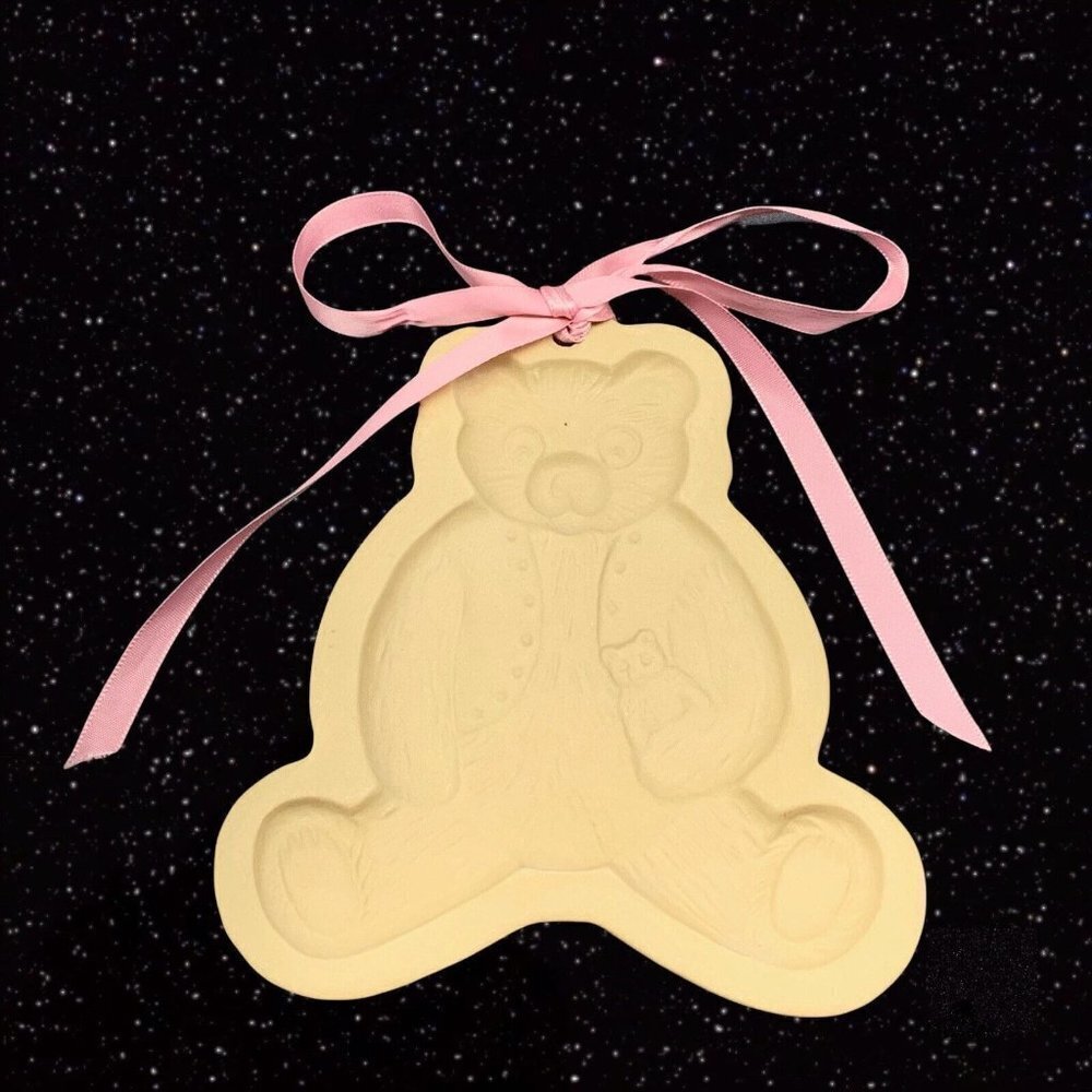 Vintage 1984 Brown Bag Cookie Art Hill Design Cookie Mold Stamp Press Teddy 5.5”